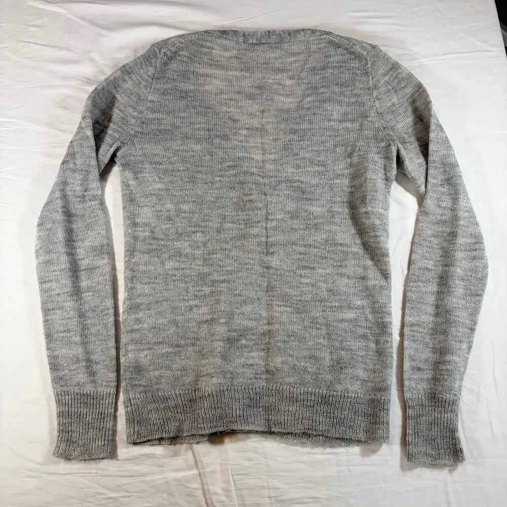 J. Crew womens gray V neck cardigan. alpaca wool blend. Size XS. Preppy classic